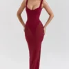 Robina Wine Stretch Mesh Maxi Dress