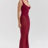 Robina Wine Stretch Mesh Maxi Dress