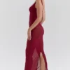 Robina Wine Stretch Mesh Maxi Dress