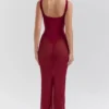 Robina Wine Stretch Mesh Maxi Dress