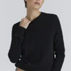 Rochelle Black Cashmere + Wool Crew Neck Sweater