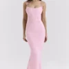 Romola Pink Stretch Mesh Butterfly Maxi Dress
