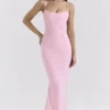 Romola Pink Stretch Mesh Butterfly Maxi Dress