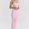 Romola Pink Stretch Mesh Butterfly Maxi Dress