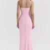 Romola Pink Stretch Mesh Butterfly Maxi Dress