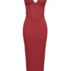 Romy Wine Mesh Bodycon Maxi Dress