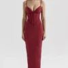 Romy Wine Mesh Bodycon Maxi Dress