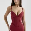 Romy Wine Mesh Bodycon Maxi Dress
