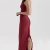 Romy Wine Mesh Bodycon Maxi Dress