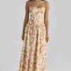 Rona Warm Rose Print Cotton Maxi Dress