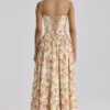 Rona Warm Rose Print Cotton Maxi Dress