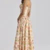 Rona Warm Rose Print Cotton Maxi Dress