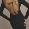 Rosa Black Crystal Embellished Maxi Dress