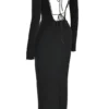 Rosa Black Crystal Embellished Maxi Dress