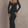 Rosa Black Crystal Embellished Maxi Dress