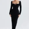 Rosa Black Crystal Embellished Maxi Dress