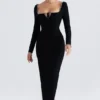 Rosa Black Crystal Embellished Maxi Dress
