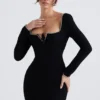 Rosa Black Crystal Embellished Maxi Dress