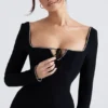 Rosa Black Crystal Embellished Maxi Dress