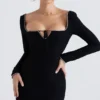 Rosa Black Crystal Embellished Maxi Dress