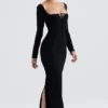 Rosa Black Crystal Embellished Maxi Dress