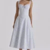 Rosalee Blue Wildflower Floral Print Midi Dress