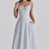 Rosalee Blue Wildflower Floral Print Midi Dress