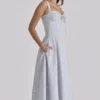 Rosalee Blue Wildflower Floral Print Midi Dress