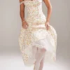 Rosalee Ivory Meadow Print Cotton Bustier Sundress