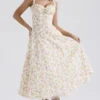 Rosalee Ivory Meadow Print Cotton Bustier Sundress