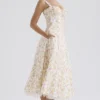 Rosalee Ivory Meadow Print Cotton Bustier Sundress