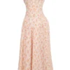Rosalee Peach Poppy Print Cotton Bustier Sundress