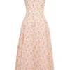 Rosalee Peach Poppy Print Cotton Bustier Sundress