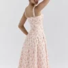 Rosalee Peach Poppy Print Cotton Bustier Sundress