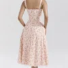 Rosalee Peach Poppy Print Cotton Bustier Sundress