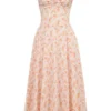 Rosalee Peach Poppy Print Cotton Bustier Sundress