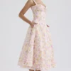 Rosalee Pink Meadow Print Cotton Bustier Sundress