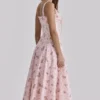 Rosalee Vintage Rose Pink Floral Print Midi Dress