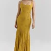 Rosalia Gold Embellished Hand Beaded Maxi Dress