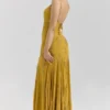 Rosalia Gold Embellished Hand Beaded Maxi Dress