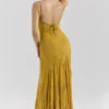 Rosalia Gold Embellished Hand Beaded Maxi Dress