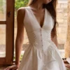 Rosalina White Cotton Lace Up Mini Dress