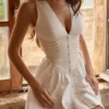 Rosalina White Cotton Lace Up Mini Dress
