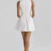 Rosalina White Cotton Lace Up Mini Dress