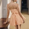 Rosalinda Peach Jacquard Mini Bow Gown