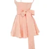 Rosalinda Peach Jacquard Mini Bow Gown