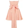 Rosalinda Peach Jacquard Mini Bow Gown