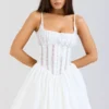 Rosaria White Cotton Corset Mini Dress