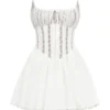 Rosaria White Cotton Corset Mini Dress