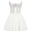 Rosaria White Cotton Corset Mini Dress